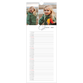 Køkkenkalender (15 x 40 cm) — Øjebliksbilleder og skrift