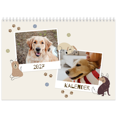 Fotokalender A4 dobbelt (30 x 40 cm) — Legesyg hvalp [kalender forside]