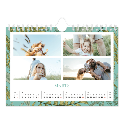 A5 Foto Kalender — Blomstret tapet [Marts]