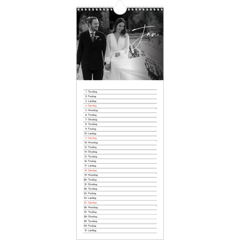 Køkkenkalender (15 x 40 cm) — Elegant skrift