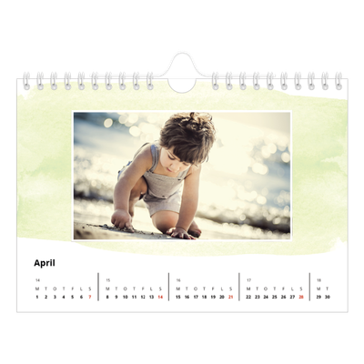 A5 Foto Kalender — Akvarel baggrunde [April]