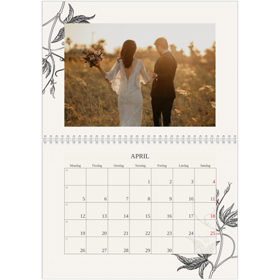 Fotokalender A4 dobbelt (30 x 40 cm) — Blek & blomst [April]