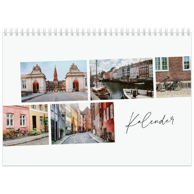 Fotokalender A4 dobbelt (30 x 40 cm) — Byferie (hvid) [kalender forside]