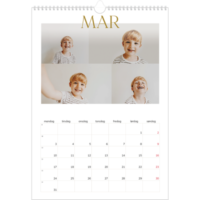 Årskalender A3 — Guld stor skrift [Marts]