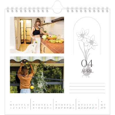 Årskalender kvadratisk — Enkel botanisk [April]