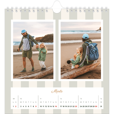 Årskalender kvadratisk — Skrift og striber [Marts]