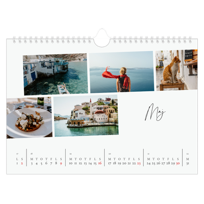 Fotokalender A4 — Byferie (hvid) [Maj]