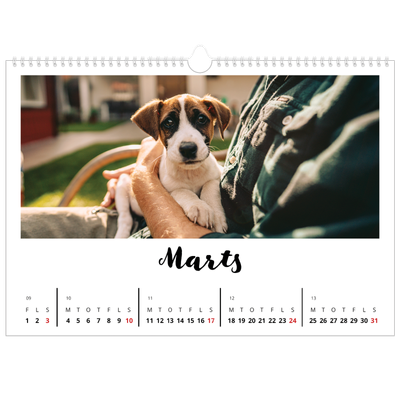 A3 Foto Kalender — Håndskrevet [Marts]