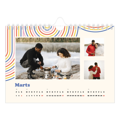 A5 Foto Kalender — Retro striber [Marts]