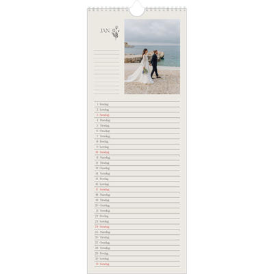 Køkkenkalender  — Initialer i blomst [Januar]