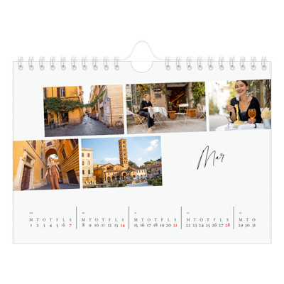 A5 Foto Kalender — Byferie (hvid) [Marts]