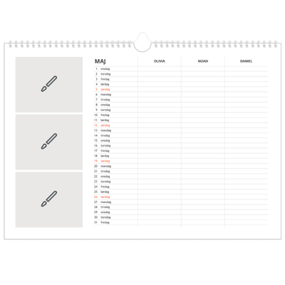 A3 Foto Kalender — Design selv - Familie på 3 [kalender forside]