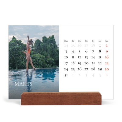 Staffeli kalender - liggende  — Simpel serif [Marts]