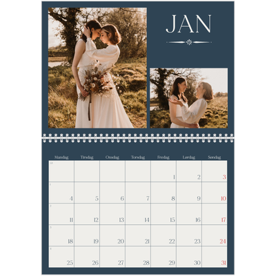 Fotokalender A4 dobbelt (30 x 40 cm) — Skifer & seriffer [Januar]