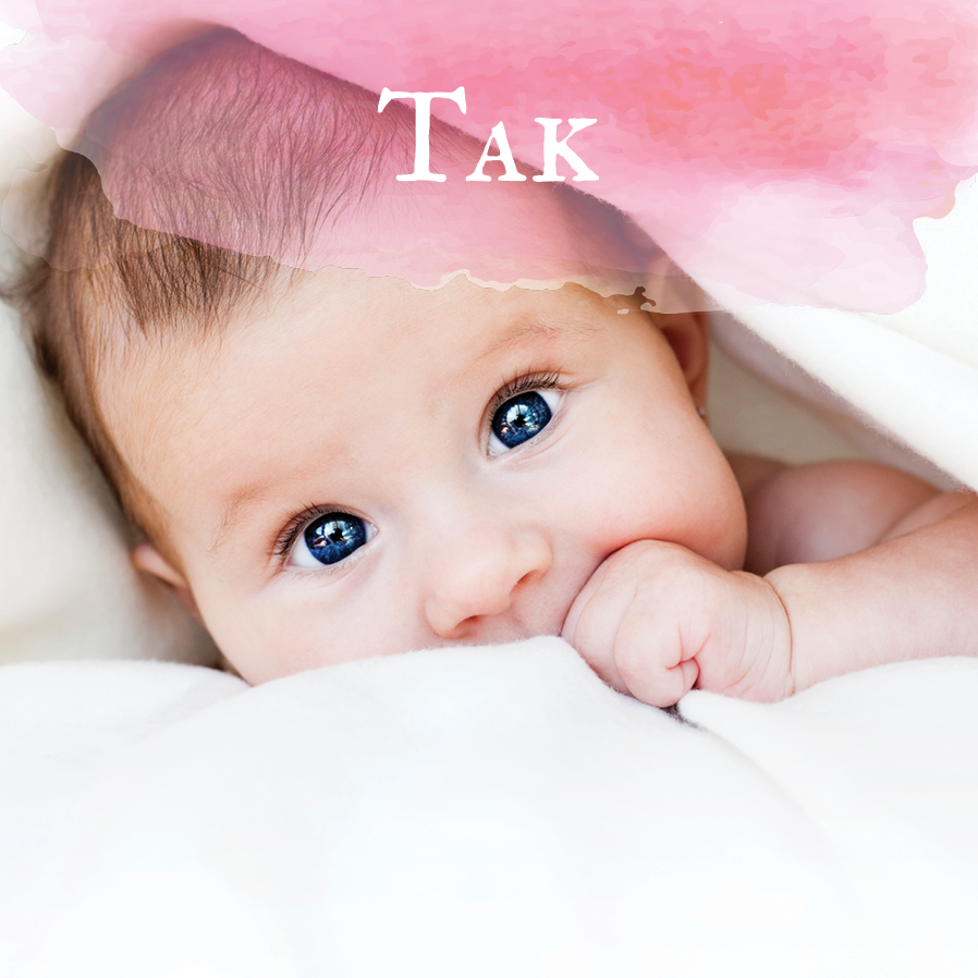 Takkekort — Lyserød akvarel