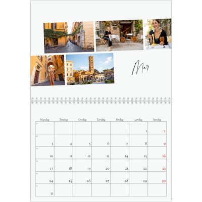 Fotokalender A4 dobbelt (30 x 40 cm) — Byferie (hvid) [Marts]