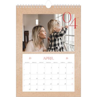 Fotokalender A4 (20 x 30 cm) — Røde elementer [April]