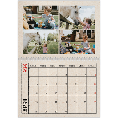 Fotokalender A4 dobbelt (30 x 40 cm) — Stempeleffekt [April]