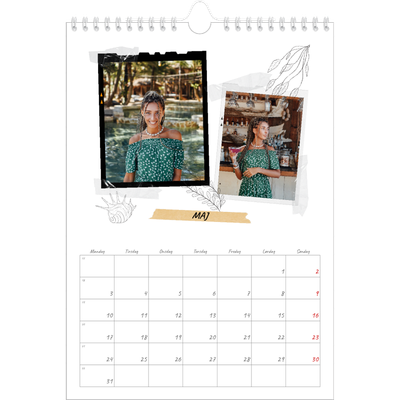 Fotokalender A4 (20 x 30 cm) — Scrapbook stil [Maj]