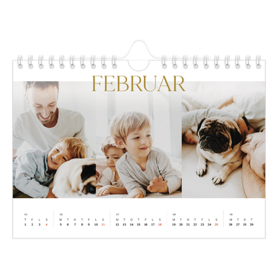 A5 Foto Kalender — Guld stor skrift [Februar]