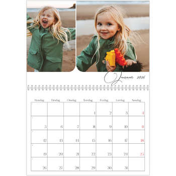 Fotokalender A4 dobbelt — Øjebliksbilleder og skrift