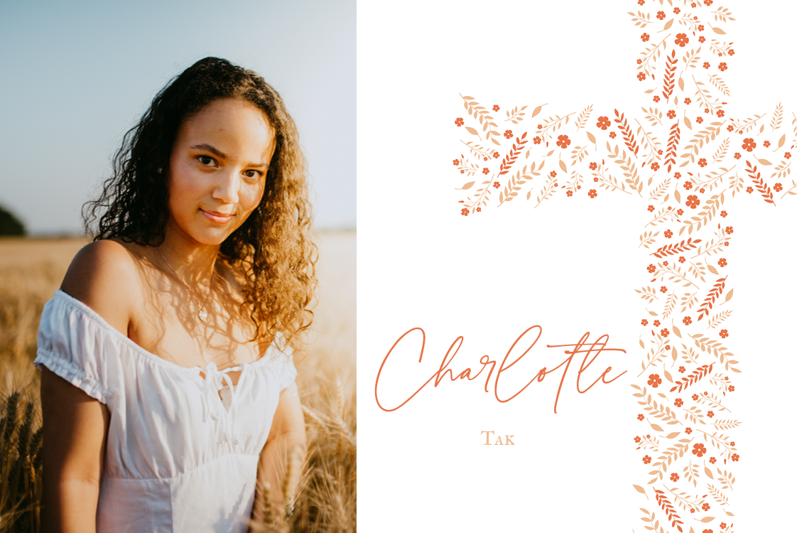 Takkekort — Blomsterkors fersken