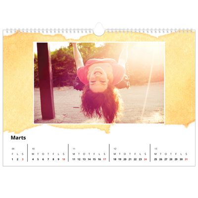 A3 Foto Kalender — Akvarel baggrunde [Marts]