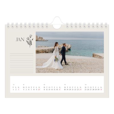A5 Foto Kalender — Initialer i blomst [Januar]