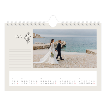 A5 Landskab Fotokalender — Initialer i blomst