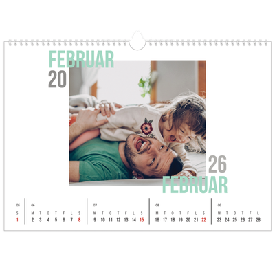 A3 Foto Kalender — Dublet tekst [Februar]