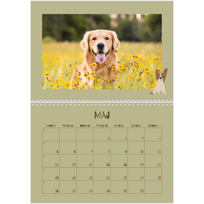 Fotokalender A4 dobbelt (30 x 40 cm) — Legesyg hvalp [kalender forside]