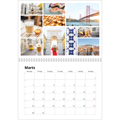 Fotokalender A4 dobbelt (30 x 40 cm) — Billedgitter [Marts]