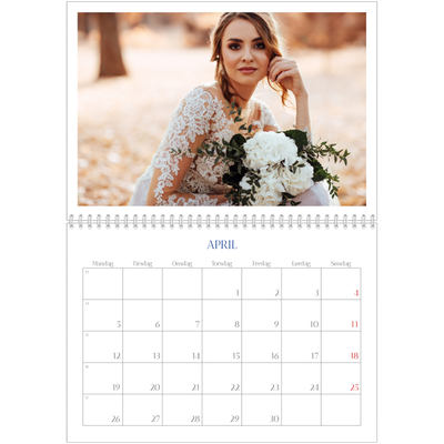 Fotokalender A4 dobbelt (30 x 40 cm) — Klassisk kobolt [April]