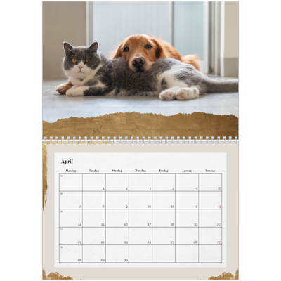 Fotokalender A4 dobbelt (30 x 40 cm) — Classic Gold [April]