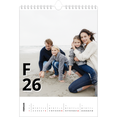 Fotokalender A4 (20 x 30 cm) — Bogstav og tal [Februar]