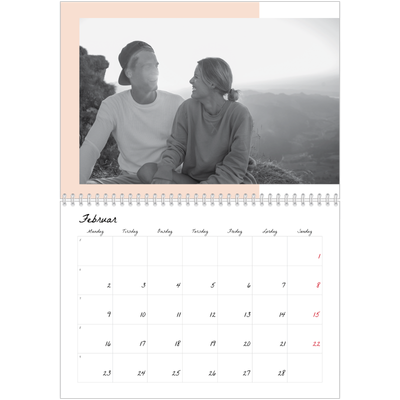 Fotokalender A4 dobbelt (30 x 40 cm) — Farverige rammer [Februar]