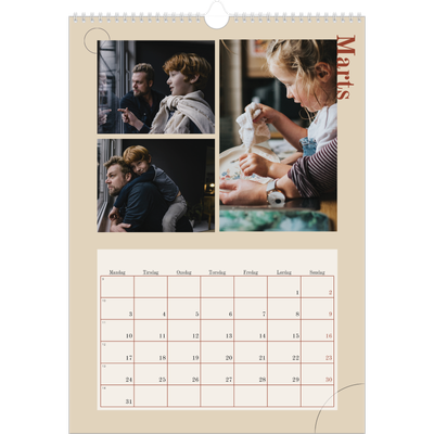 Årskalender A3 — Asymmetrisk tekst [Marts]