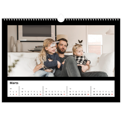 A3 Foto Kalender — Sort ramme [Marts]