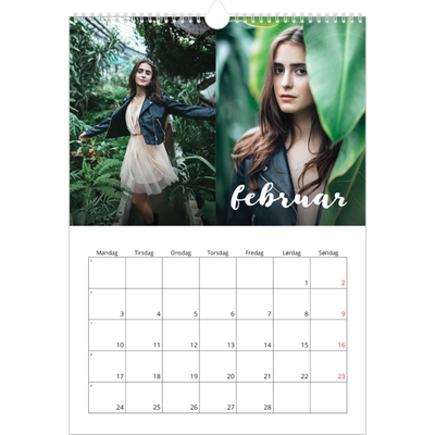 Årskalender A3 — Simpel skrift [Februar]