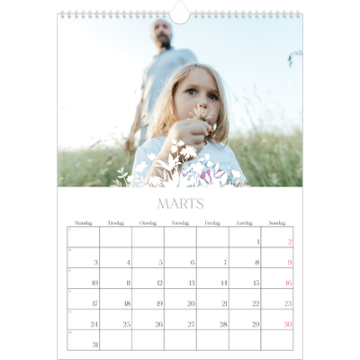 Årskalender A3 — Blomstmotiv [Marts]