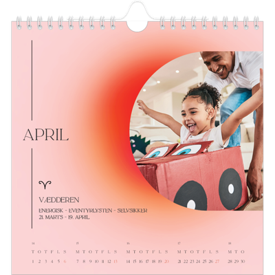 Årskalender kvadratisk — Astrologi gradient [April]