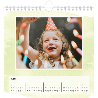 Årskalender kvadratisk — Akvarel baggrunde [April]