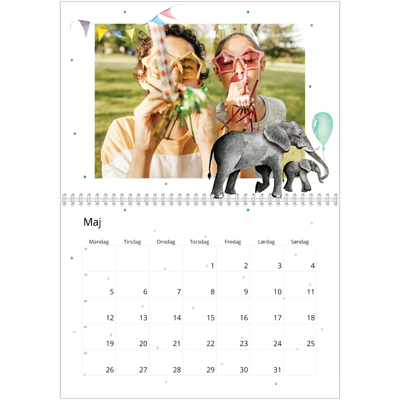 Fotokalender A4 dobbelt (30 x 40 cm) — Akvarel dyr [kalender forside]