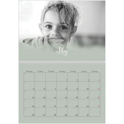 Fotokalender A4 dobbelt (30 x 40 cm) — Grønn gradering [kalender forside]