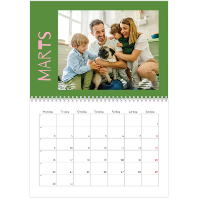 Fotokalender A4 dobbelt (30 x 40 cm) — Farverig kalender [Marts]
