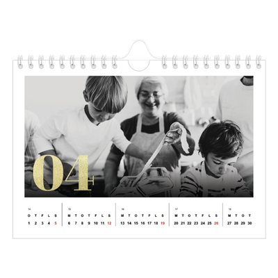 A5 Foto Kalender — Store tal i glitter [April]