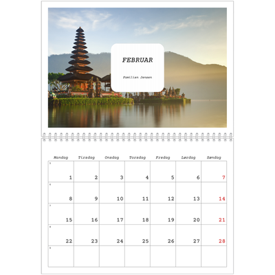 Fotokalender A4 dobbelt (30 x 40 cm) — Den fulle historie [Februar]