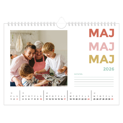 Fotokalender A4 — Farverige fonter [kalender forside]
