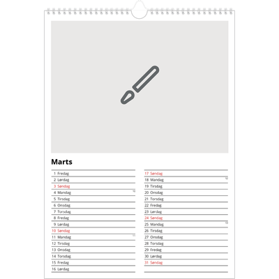 Årskalender A3 — Design selv [Marts]