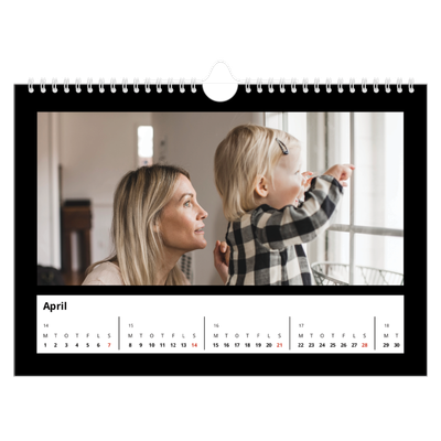Fotokalender A4 — Sort ramme [April]